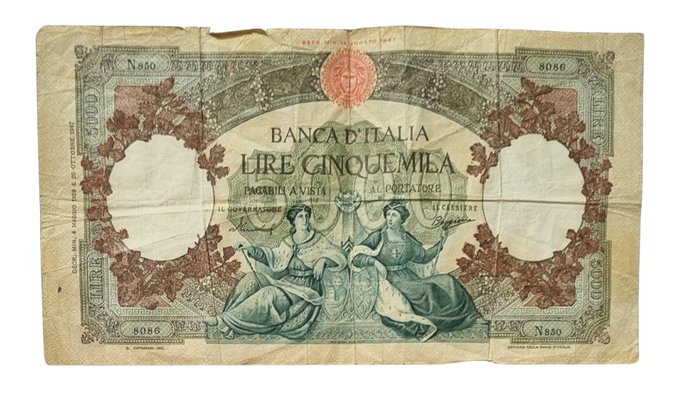Italy. 5.000 lire usato  