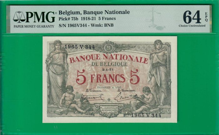 Belgium. francs 1921 d'occasion  