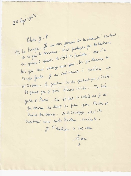 Jean cocteau lettre d'occasion  