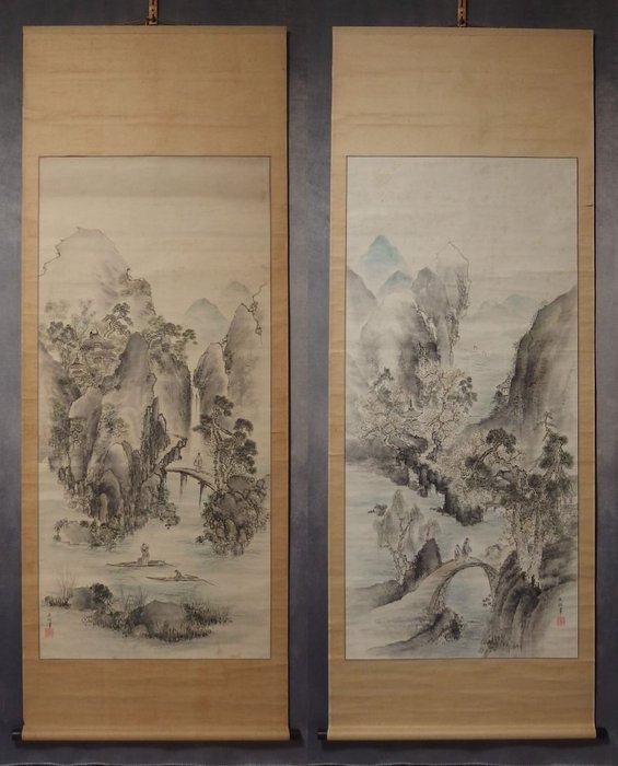 Pair hanging scrolls for sale  