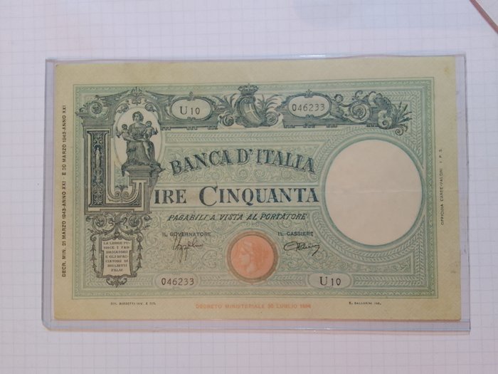 Italy. lire 1943 usato  