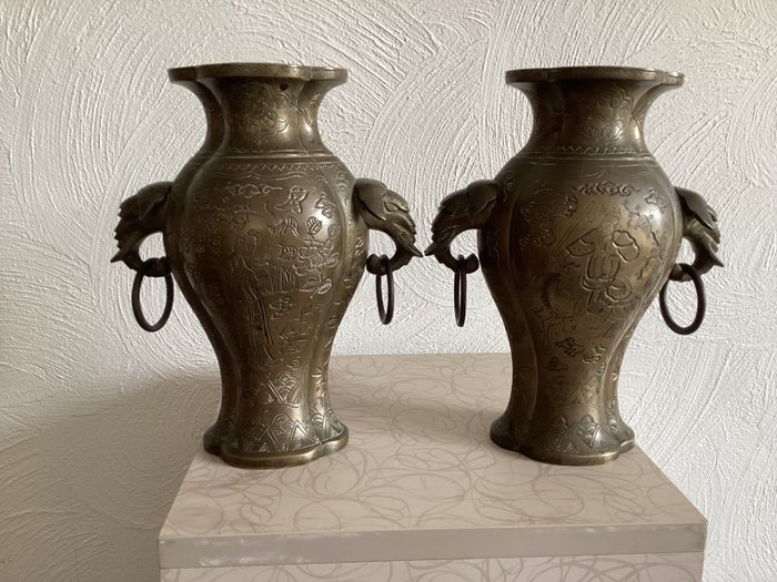 Pair vases bronze for sale  