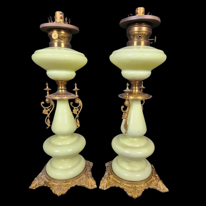 Oil lamp pair for sale  