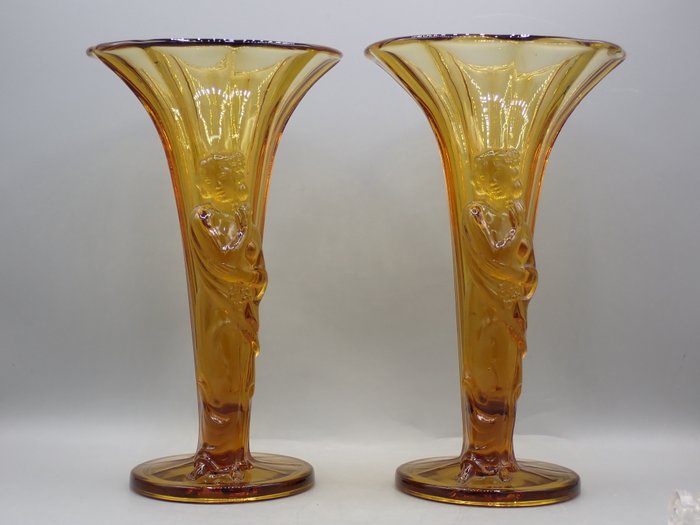 Vase pair pressed for sale  