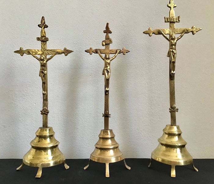 Crucifix antique brass for sale  