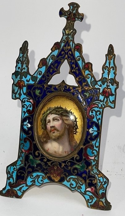 Crucifix bronze cloisonne for sale  