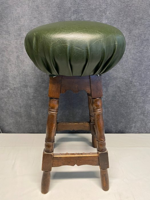 Stool leather wood d'occasion  