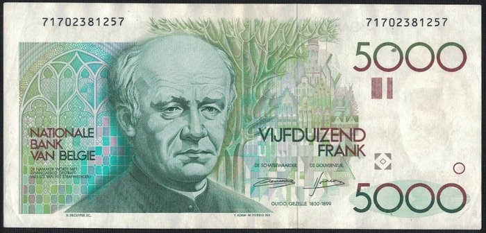 Belgium. 5000 francs usato  