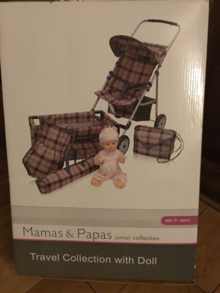 New Mamas & Papas doll, dolls pram stroller/ buggy, carrier, travel bag & cot. for sale  Ashton-in-Makerfield