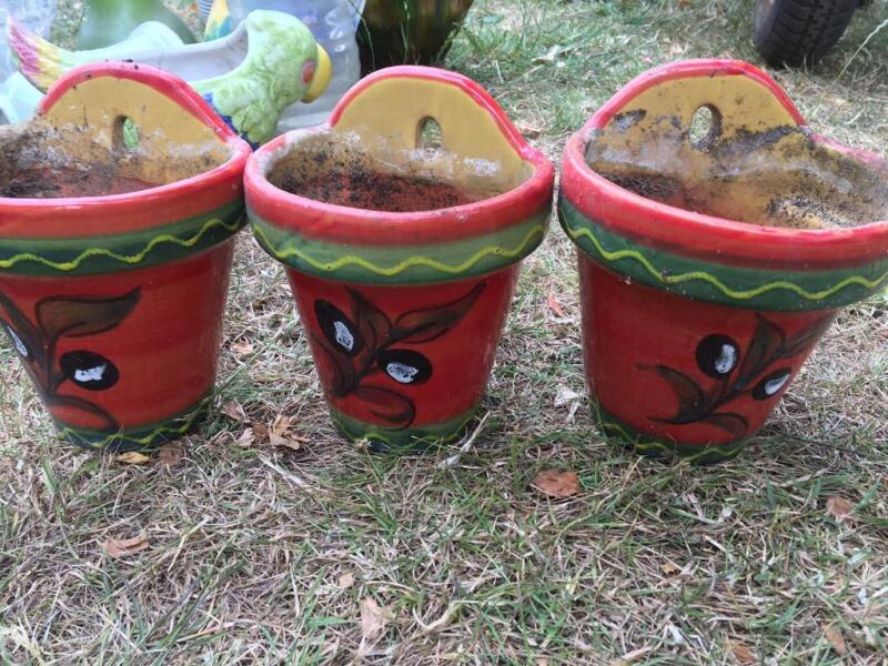 3 hanging flower pots , used for sale  Norwich
