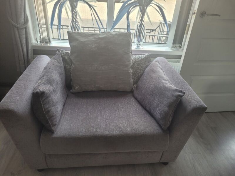 Grey 3 seater sofa and 1 seater cuddle chair  for sale  County Antrim