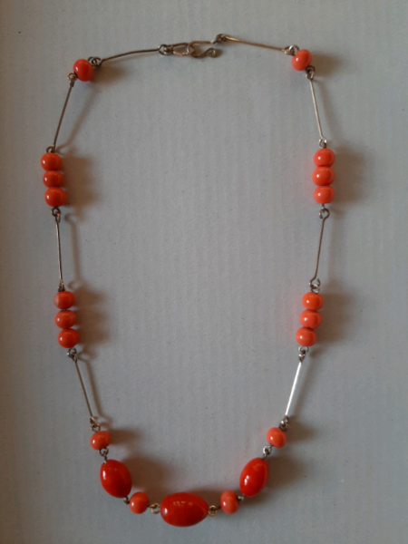 EDWARDIAN ROLLED GOLD & CORAL BEAD NECKLACE  for sale  Codsall