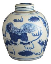 Jarrón Cubierto de Cerámica de Porcelana Azul y Blanco León Bailarín Estilo Antiguo,... segunda mano  Embacar hacia Mexico