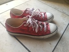 Converse Chuck Taylor All Star lantejoulas vermelhas rubi oz parte superior baixa tamanho M 8/W 10 comprar usado  Enviando para Brazil