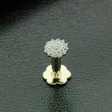 Piercing de pasador de nariz con perno y tornillo de diamante natural de corte redondo de oro amarillo de 14 quilates segunda mano  Embacar hacia Mexico