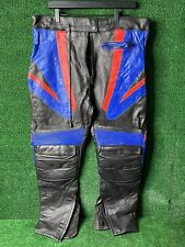 Calça de corrida de motocicleta de couro preta vermelha e azul tamanho 48 com sucata e mancha comprar usado  Enviando para Brazil