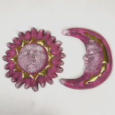 Penduradores de parede rosa celestial sol lua gesso concreto latão detalhe arte boho 3D comprar usado  Enviando para Brazil