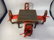 Conjunto de mesa de jantar e 4 cadeiras vintage móveis miniatura de madeira para casa de bonecas comprar usado  Enviando para Brazil