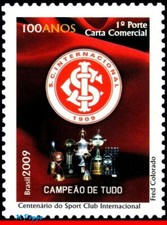 3104 centavos do Brasil 2009 INTERNACIONAL, FUTEBOL AMERICANO, CLUBES FAMOSOS, SEM MARCA DE CHARNEIRA comprar usado  Brasil 