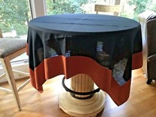 PANO DE MESA 70" x 70" LINHO PRETO COM BORDA LARANJA BAINHA BORDADA  comprar usado  Enviando para Brazil