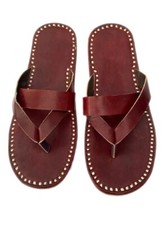 Sandalias de cuero marrón genuino para hombre Zapatillas Zapatos informales Chanclas planas indias segunda mano  Embacar hacia Mexico