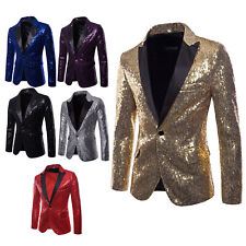 Blazer formal masculino brilhante lantejoulas manga longa lapela um botão jaqueta casaco comprar usado  Enviando para Brazil