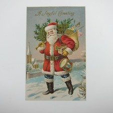 Cartão postal de Natal vintage bandeira americana Papai Noel brinquedos e árvore em relevo antigo comprar usado  Enviando para Brazil