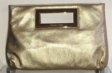MICHAEL KORS Abendtasche Damen Tasche Clutch Bag Leder Leather Gold comprar usado  Enviando para Brazil