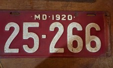 1920 maryland license for sale  Cincinnati