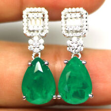 Brincos de prata 925 verde floresta pedra preciosa duplo esmeralda e zircônia cúbica comprar usado  Enviando para Brazil