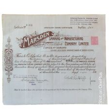 Compartir Certificado Firma Documento Autógrafo MARSDEN SPINING Colección Scripophily segunda mano  Embacar hacia Mexico