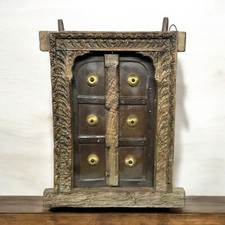 Janela vintage de madeira de teca e latão, janela antiuqe, janela de latão, parede antiga comprar usado  Enviando para Brazil
