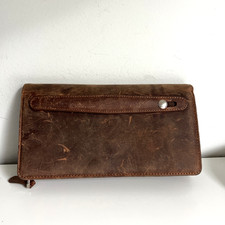 Carteira de couro embreagem telefone compartimento estojo suporte alça bolsa masculina marrom comprar usado  Enviando para Brazil