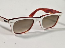 Óculos de sol Ray Ban Wayfarer branco marrom borda designer RB 2140 feito à mão na Itália comprar usado  Enviando para Brazil