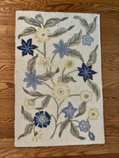 Tapete com gancho 100% lã 32,5 x 21 pol. azul pálido flores amarelas floral tapete Cottagecore comprar usado  Enviando para Brazil