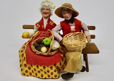 Boneco vintage França Provença francês campo arte popular casal no banco estatueta, usado comprar usado  Enviando para Brazil