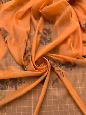 Tecido de organza transparente vintage década de 1960 laranja pintado à mão mistura de seda pêssego 5+ jardas comprar usado  Enviando para Brazil
