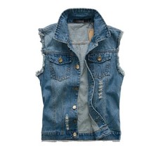 Usado, Jaqueta jeans masculina sem mangas tamanho grande jeans colete jeans cowboy colete jeans comprar usado  Enviando para Brazil