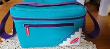 Pacote com 6 refrigeradores Rubbermaid macio azul-petróleo roxo lancheira pessoal alça com zíper vintage, usado comprar usado  Enviando para Brazil