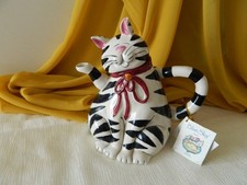 Bule de cerâmica BLUE SKY GATO estatueta por HEATHER GOLDMINC pintado à mão decorativo, usado comprar usado  Enviando para Brazil