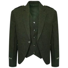 Jaqueta de casamento verde oliva tweed argyle kilt com colete de 5 botões, usado comprar usado  Enviando para Brazil