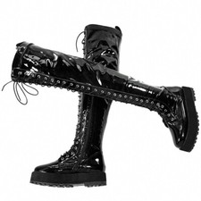 Sapatos femininos Platform Pumps plus size couro envernizado acima do joelho botas altas comprar usado  Enviando para Brazil