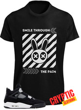 Camiseta Smile Through The Pain para combinar com Air Jordan 4 White Thunder preto e branco comprar usado  Enviando para Brazil