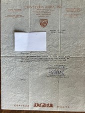 Papel cervejaria - Porto Rico - "Cerveceria Índia" - Mayaguez - 1949, usado comprar usado  Enviando para Brazil