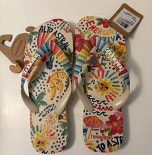 Chinelos Havaianas x Farm Rio estampados de borracha creme 9-10 boho havaiano tropical comprar usado  Enviando para Brazil