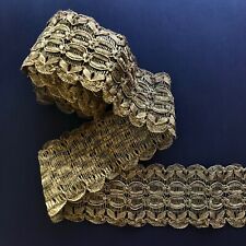 Trança de barras Passementerie antiga 7,7 cm com acabamento metálico cor bronze 2,15 m L comprar usado  Enviando para Brazil