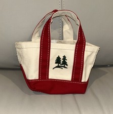Antigo raro LL Bean Micro mini barco e bolsa tote lona vermelho creme árvores perenes comprar usado  Enviando para Brazil