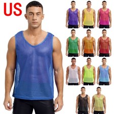 Colete regata masculino de malha transparente sem mangas rede de pesca musculosa camiseta clubwear comprar usado  Enviando para Brazil