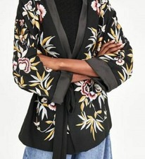 RZADKA ZARA CZARNA KWIATOWA ORIENTALNA HAFTOWANA KURTKA KIMONO Z PASKIEM MARYNARKA S/M NOWA, używany na sprzedaż  PL