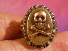 Anel de motociclista mexicano vintage trimetal 1940-50 icônico MOMENTO MORI CAVEIRA OSSOS CRUZADOS #1 comprar usado  Enviando para Brazil